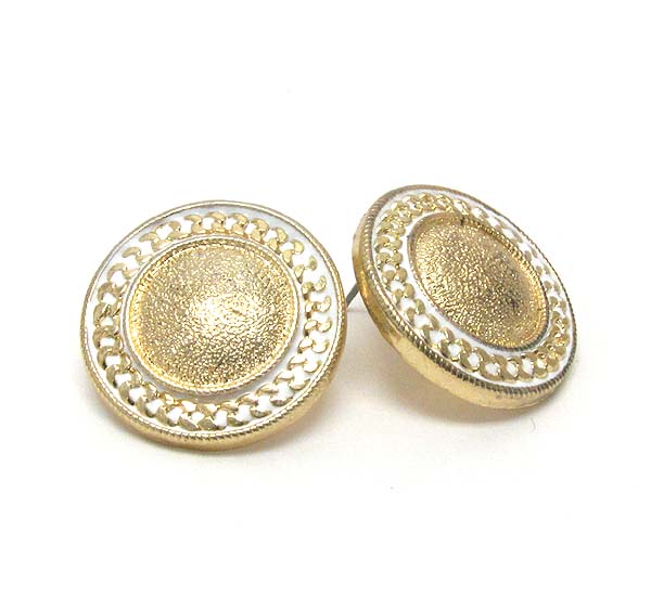 Textured and epoxy metal button earring