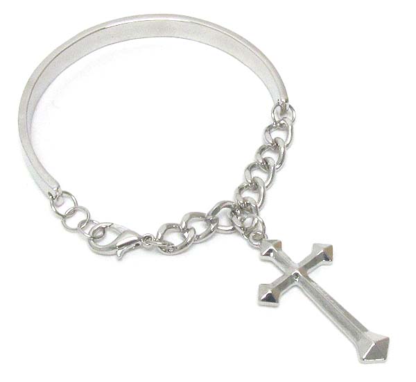 Cross dangle half bangle bracelet