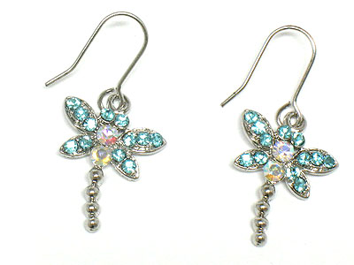 Made in korea whitegold plating crystal dragonfly earring