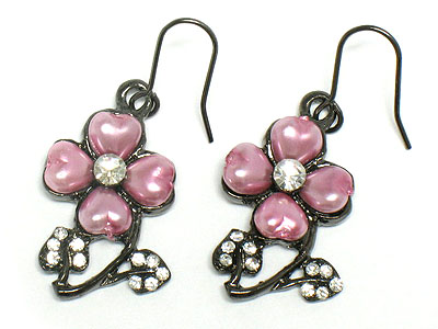 Crystal flower drop earring