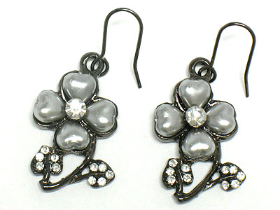 Crystal flower drop earring