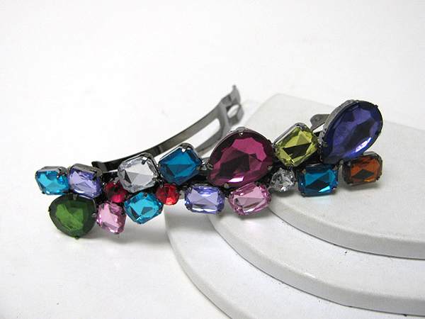 Multi color and shape acrylic stone deco hair clip