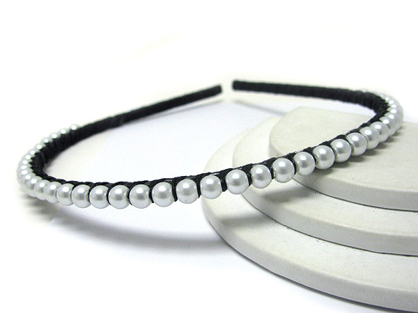 Single line pearl deco simple and accent headband