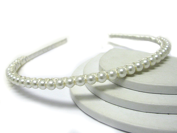 Single line pearl deco simple and accent headband