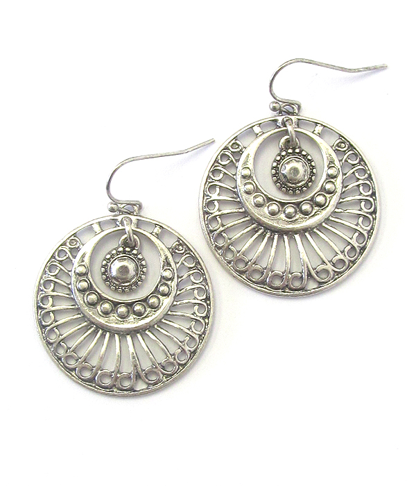 Bohemian style round drop earring