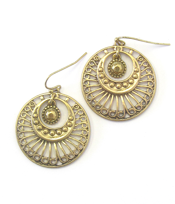 Bohemian style round drop earring