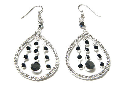 Crystal oval and ball drop inside earring