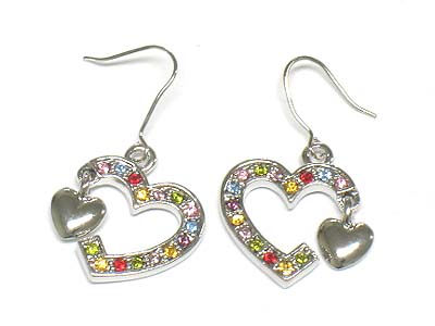 Multi color crystal heart earring