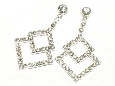 Double square rhinestone earring