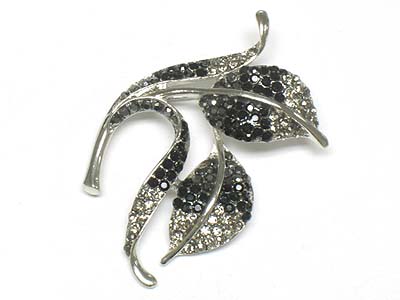 Crystal leaves brooch