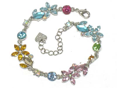 Multi crystal paved metal bracelet