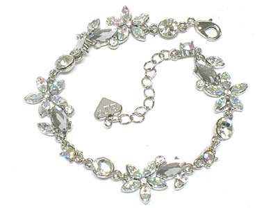 Multi crystal paved metal bracelet