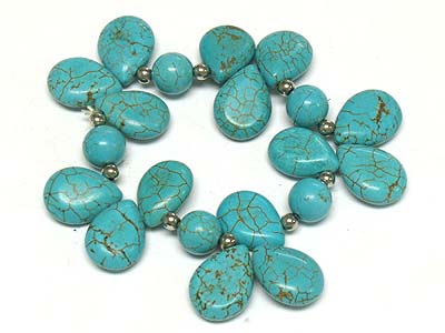 Turquoise teardrop shape stone link stretch bracelet 