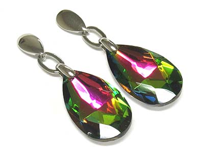 Facet tear drop glass stone earring