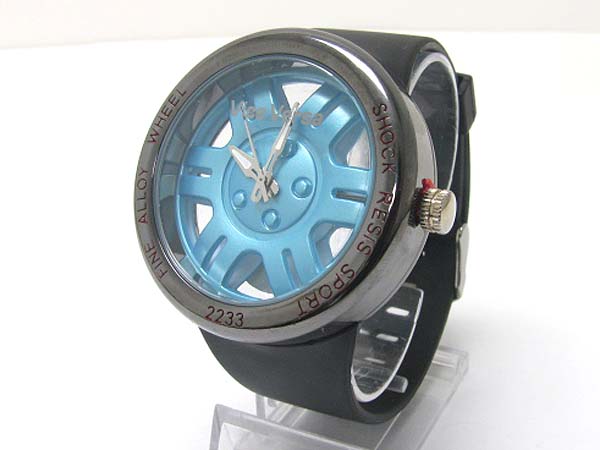 Ferrari wheel inspired fashion sports rubber band watch