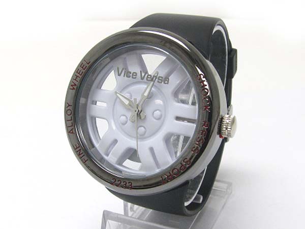 Ferrari wheel inspired fashion sports rubber band watch