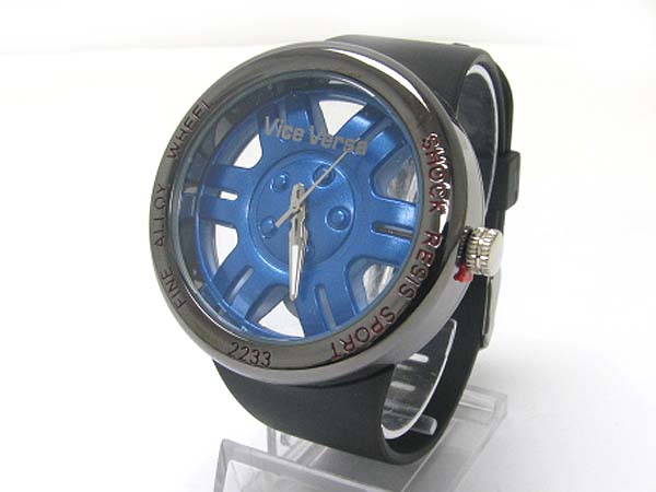 Ferrari wheel inspired fashion sports rubber band watch