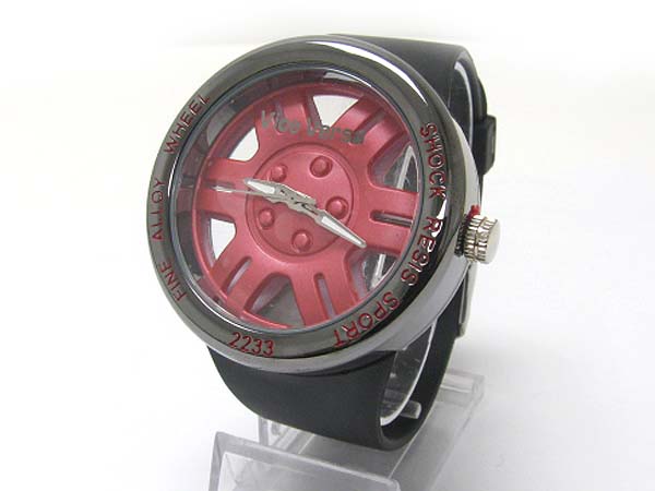 Ferrari wheel inspired fashion sports rubber band watch