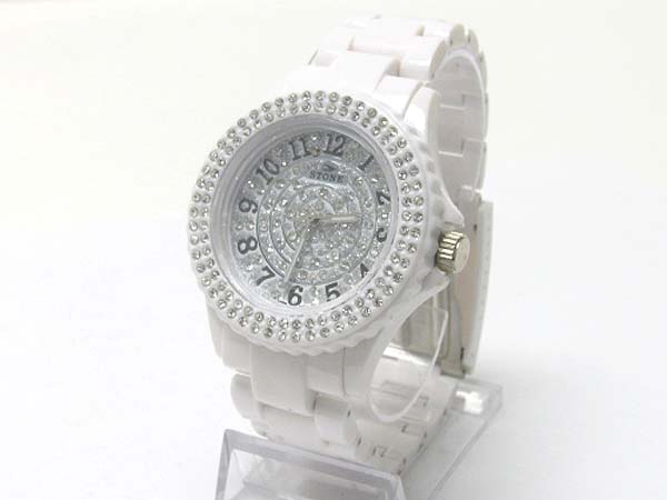 Crystal case and dial acryl band watch