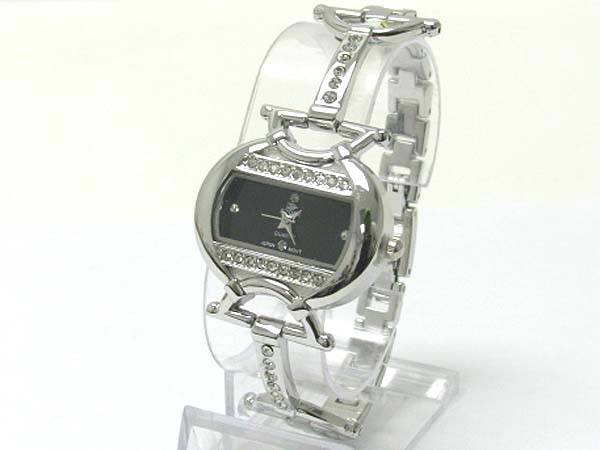 Crystal stud horse bit design metal band wwatch 