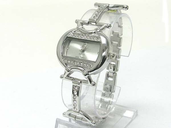 Crystal stud horse bit design metal band wwatch 