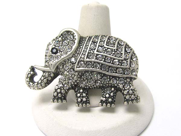 Crystal stud metal elephant stretch ring