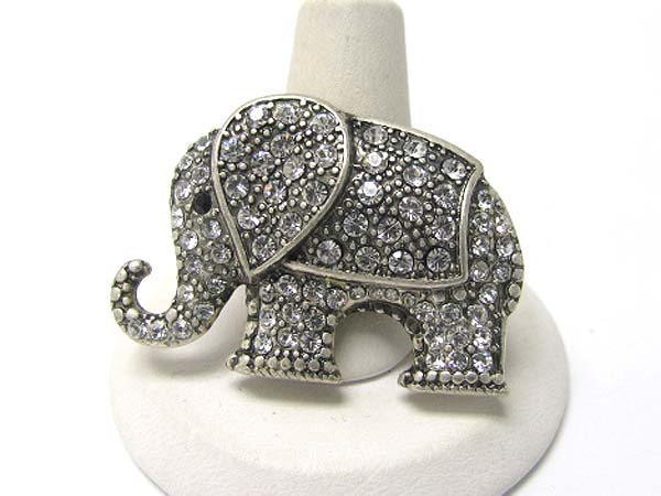 Crystal stud metal elephant stretch ring