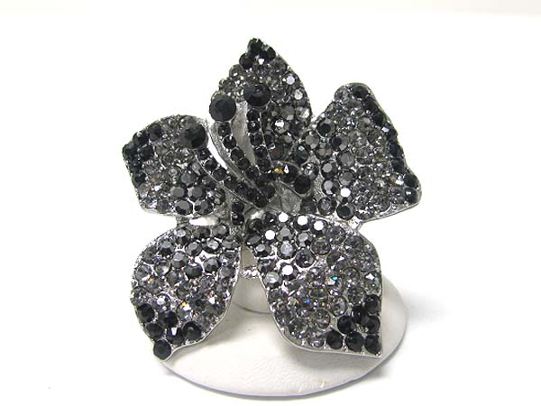 Crystal stud large flower stretch ring