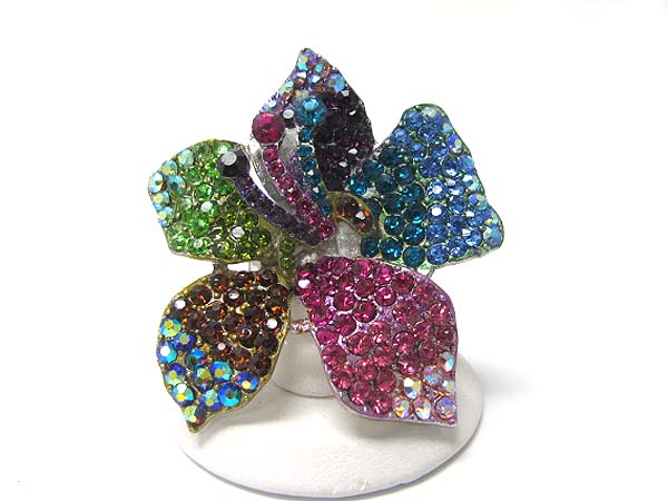 Crystal stud large flower stretch ring