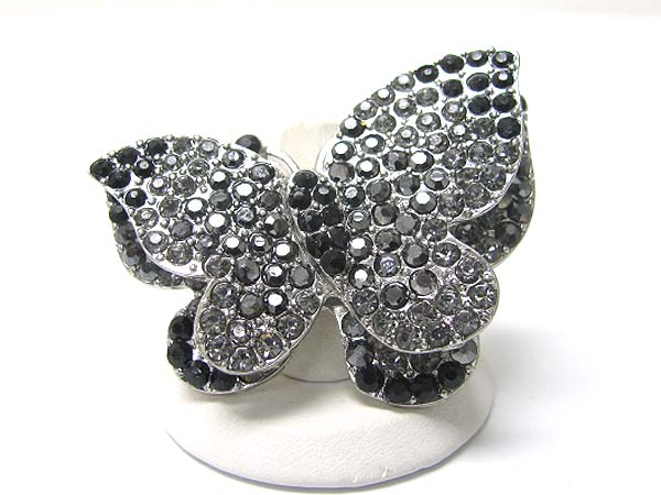 Crystal stud large butterfly stretch ring