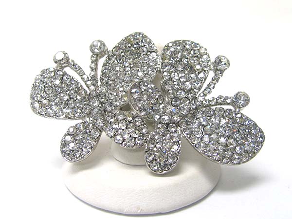 Crystal stud dual butterfly stretch ring