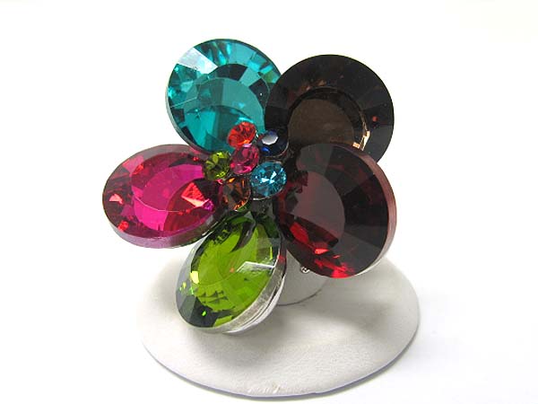 Round crystal flower stretch ring