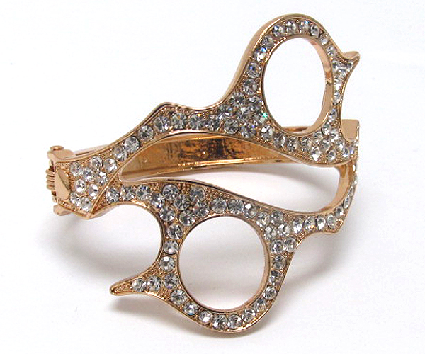 Crystal stud metal scissors hinge bangle