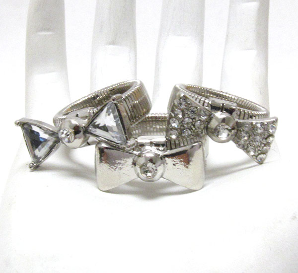 Crsytal deco triple ribbon stretch ring set of 3