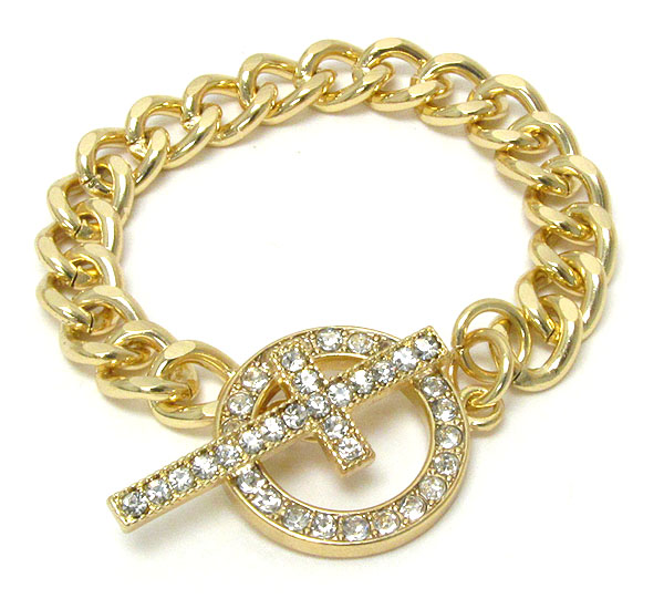 Crystal cross and ring toggle bracelet