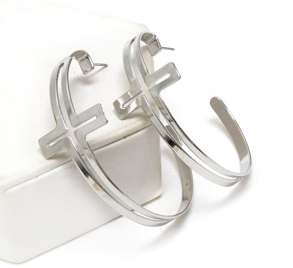 Simple cross hoop earring - hoops