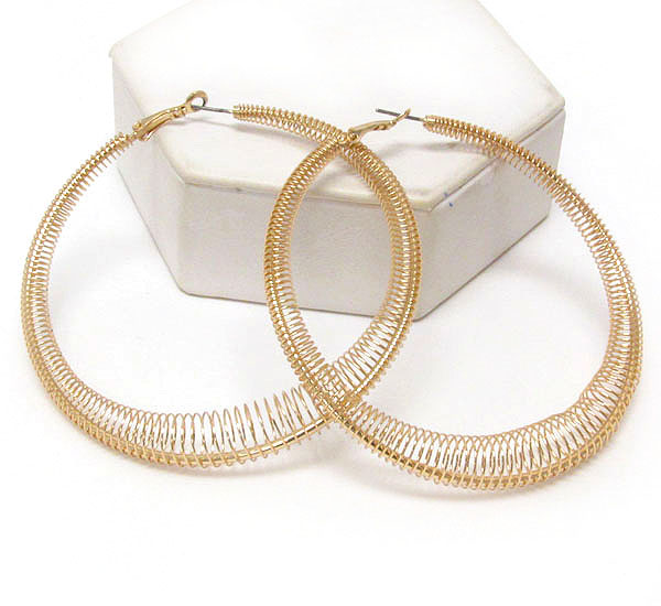 Spring coil and wire hoop earring - hoops