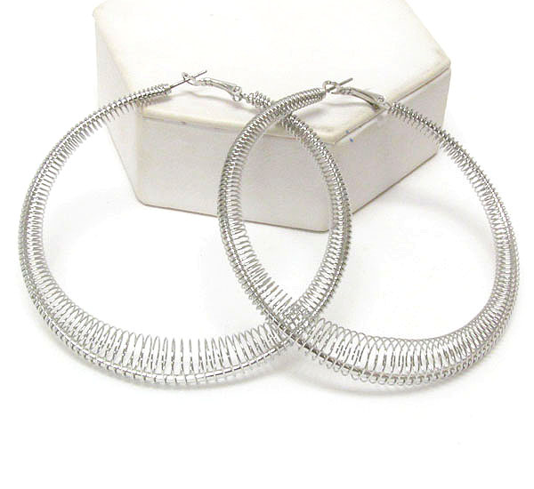 Spring coil and wire hoop earring - hoops