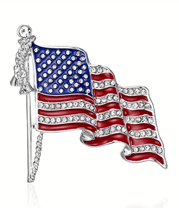 Patriotic theme american flag brooch