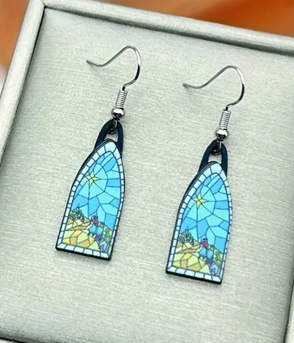 Stained glass mosaic earring