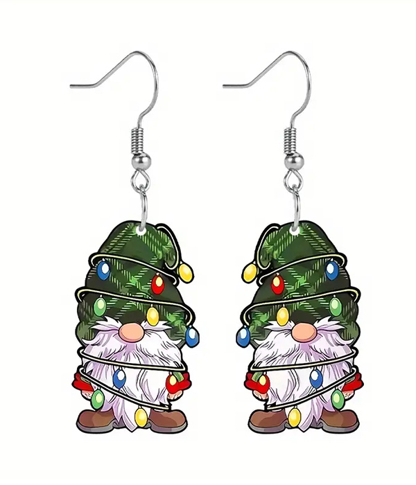 Christmas theme gnome acrylic earring