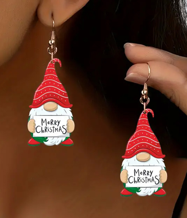 Christmas theme gnome acrylic earring