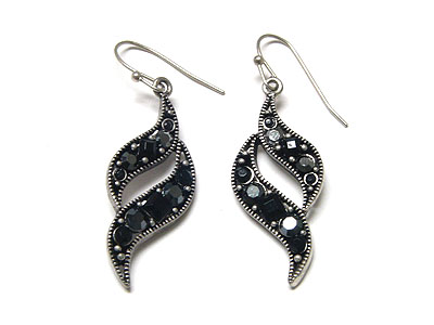 Crystal feather shape burnish earring