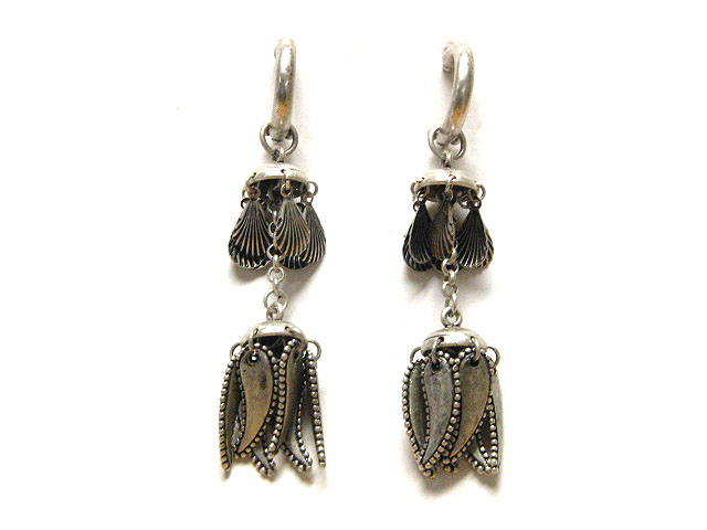 Two level metal drop earring