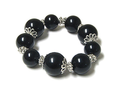 Acryl ball beads and metal casting stretch bracelet