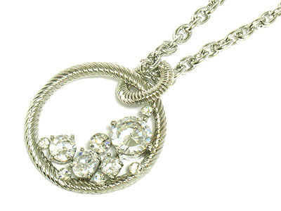 Crystal bubble round pendant necklace