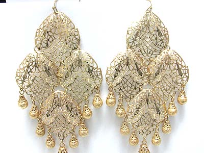 Metal filigree ball drop huge chandelier earring