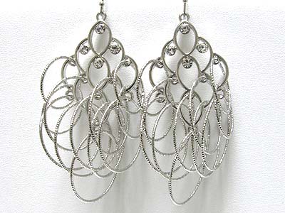 Crystal stud multi hoop dangle earring - hoops