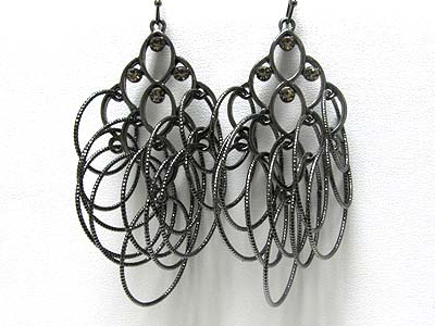 Crystal stud multi hoop dangle earring - hoops