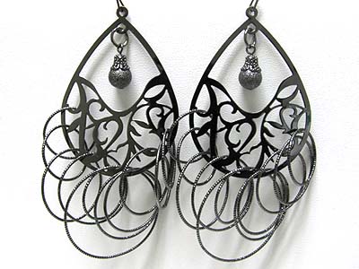 Metal filigree multi hoop dangle earring - hoops